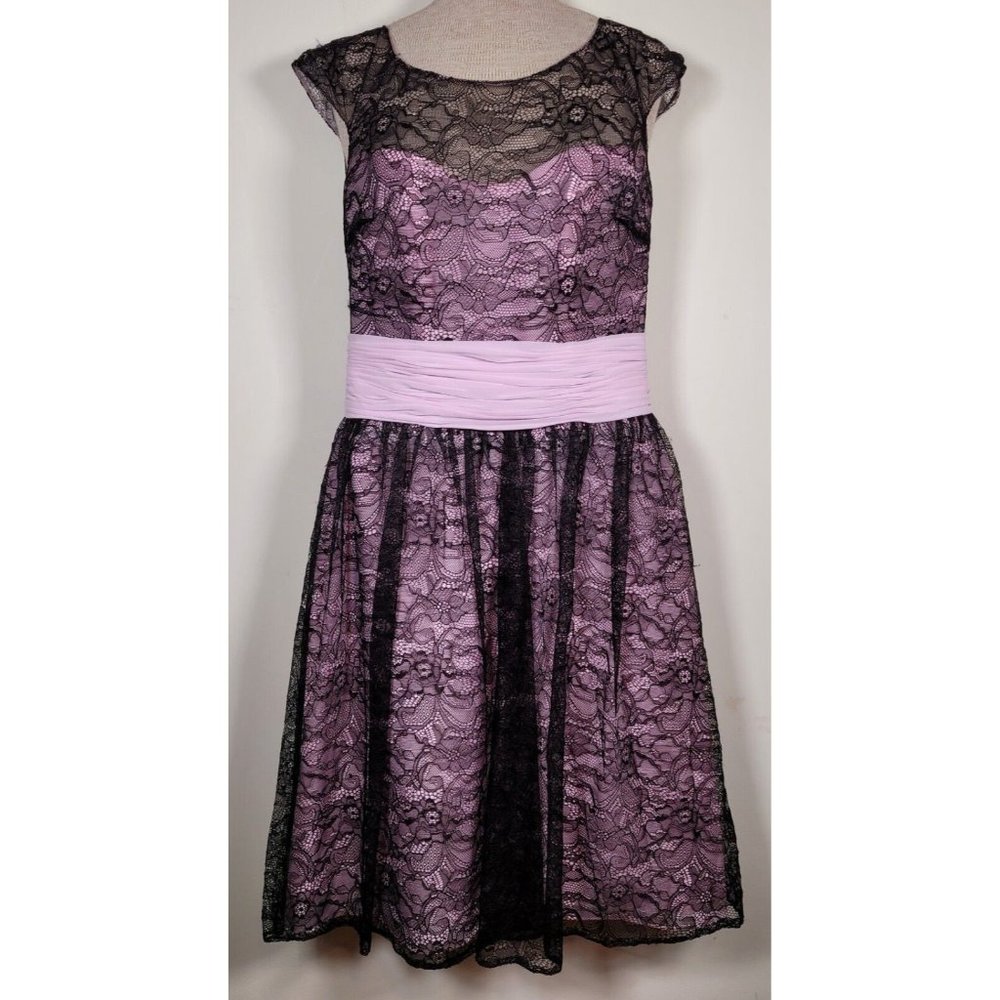 Allure Bridals Women's Size 10 Prom Formal Dress Sleeveless Black Mesh Overlay